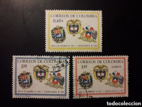 Selos: COLOMBIA YVERT 622 + A-465/6 SERIE COMPLETA USADA Y NUEVA *** 1966 ESCUDOS PEDIDO MÍNIMO 3€